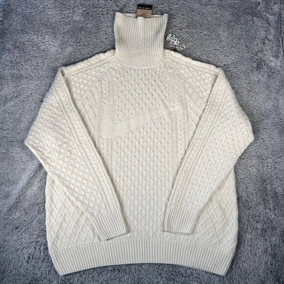 Nike Other - Nike Life Cable Knit Turtleneck Sweater Size Large Men Light Bone FB7770-072